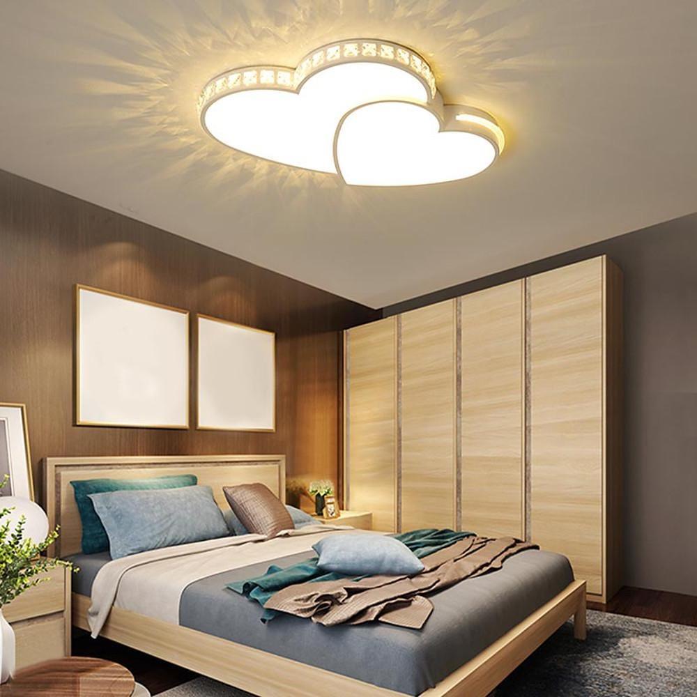 Double Heart Flush Mount Ceiling Light Gold Acrylic Dimmable LED
