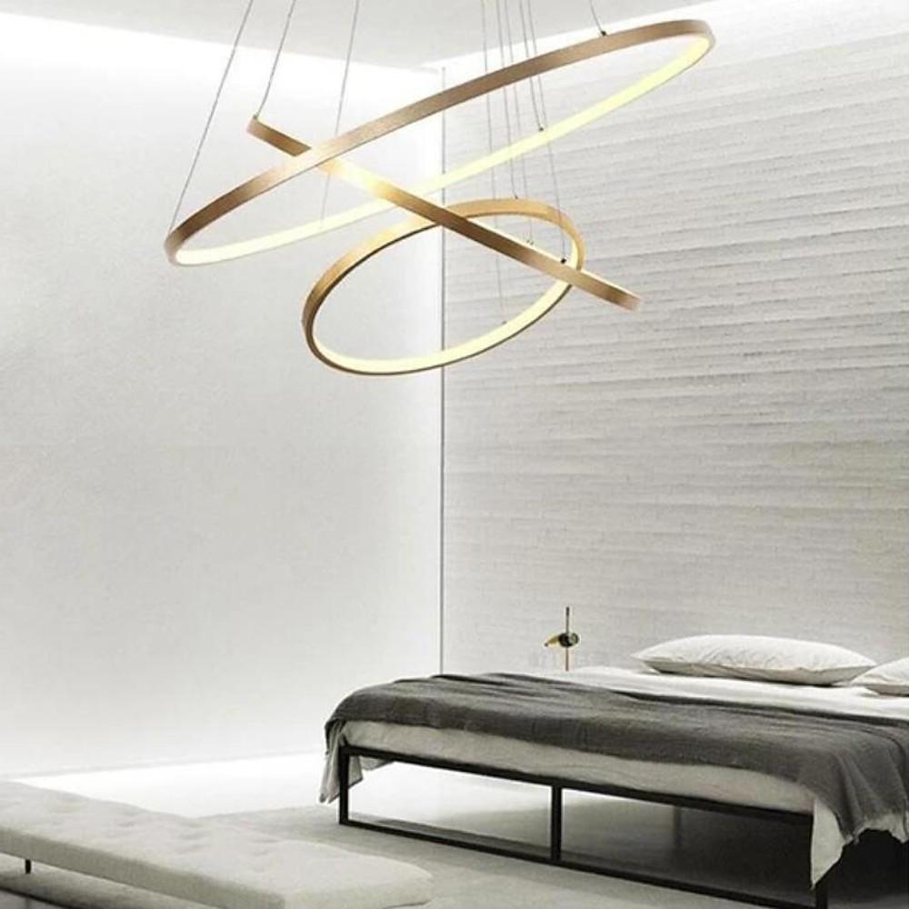 3-Ring Dimmable LED Chandelier – Modern Aluminum Pendant Light