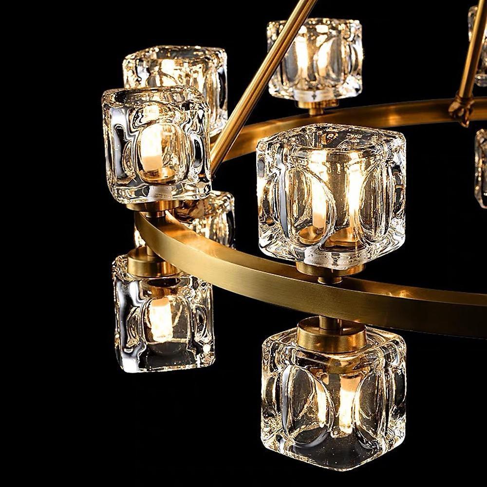 Crystal Spotlight Chandelier with Gold Brass Finish & LED Lights