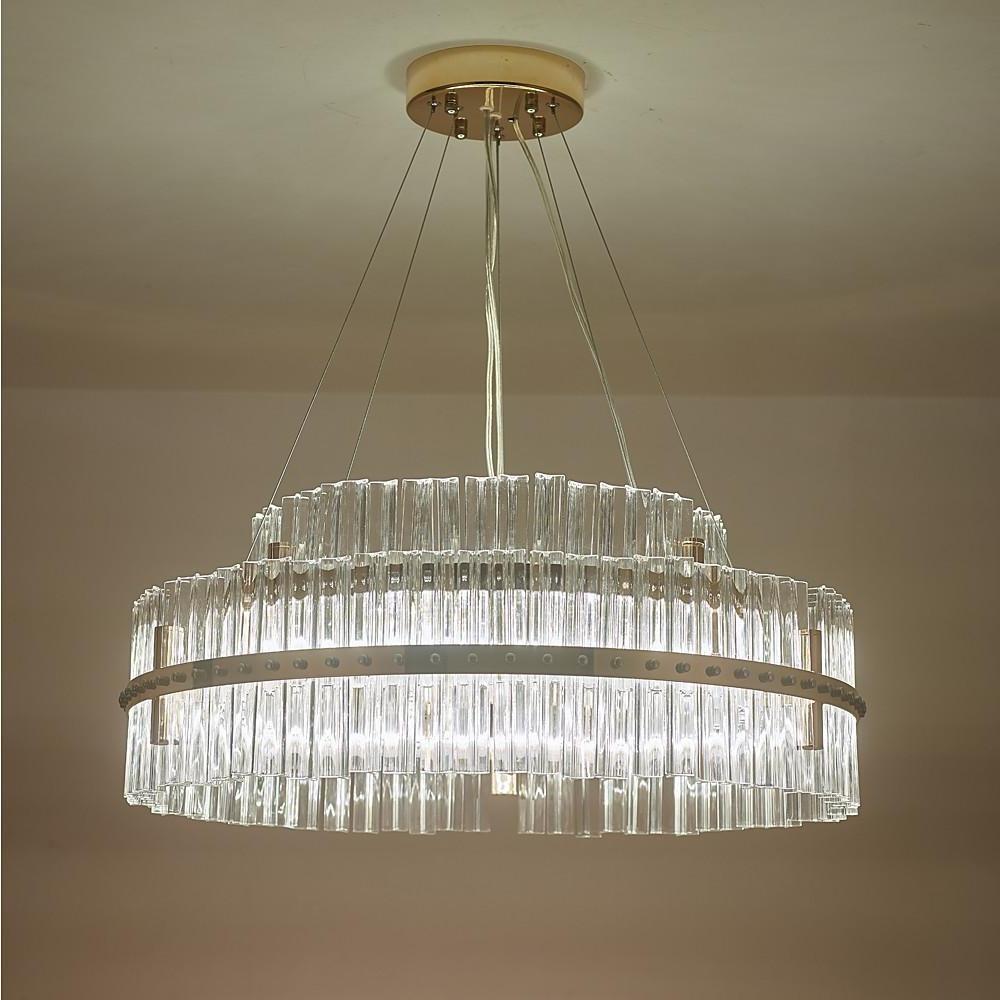 Crystal Chandelier Gold Finish LED Ceiling Light Round Design