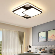 Triple Square Black LED Flush Mount Ceiling Light - Modern Dimmable
