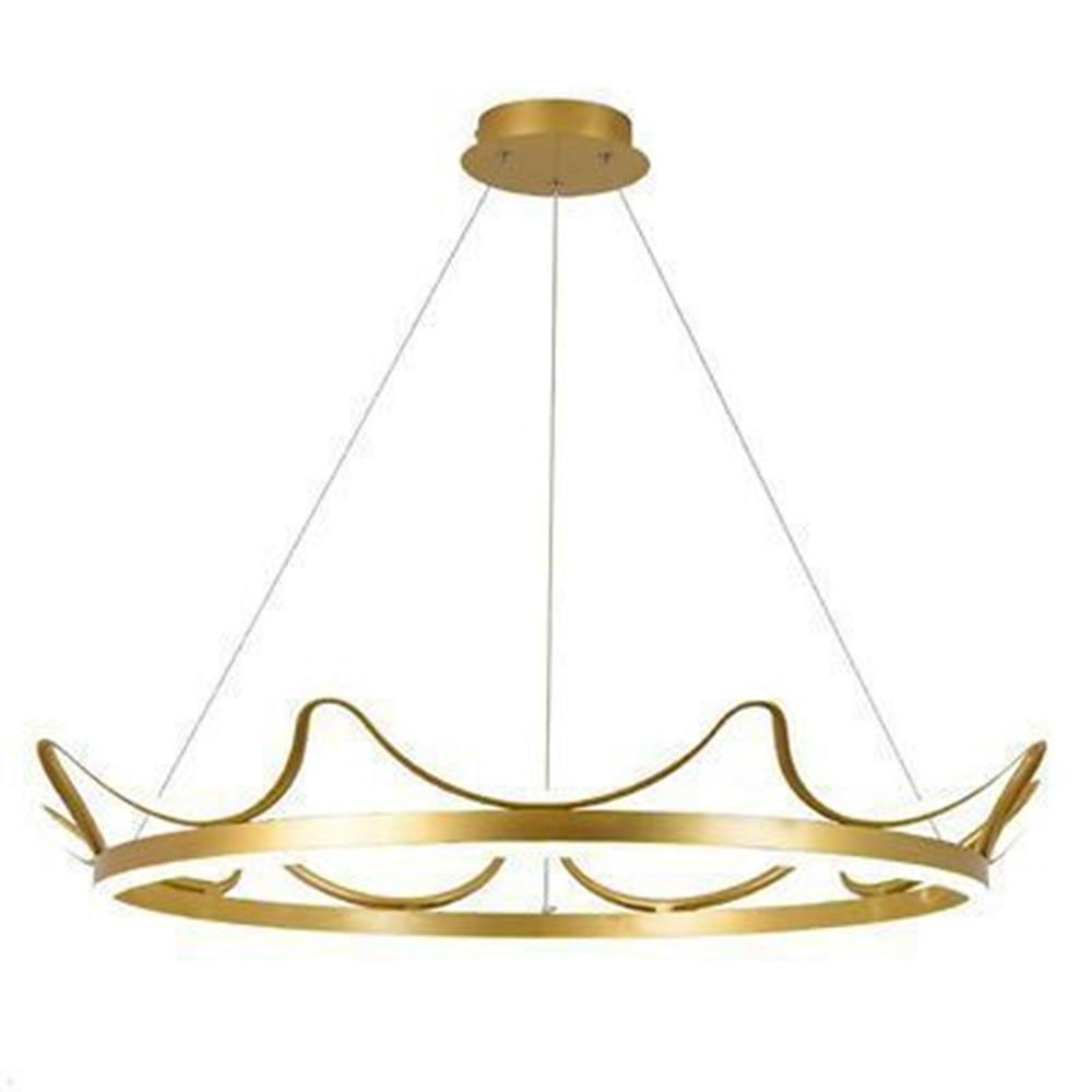 Modern LED Crown Chandelier - Geometric Metal Pendant Light