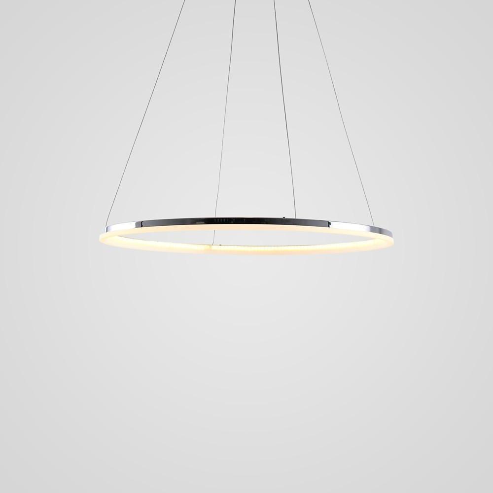 Modern LED Circular Pendant Light with Remote Control - Brushed Nickel