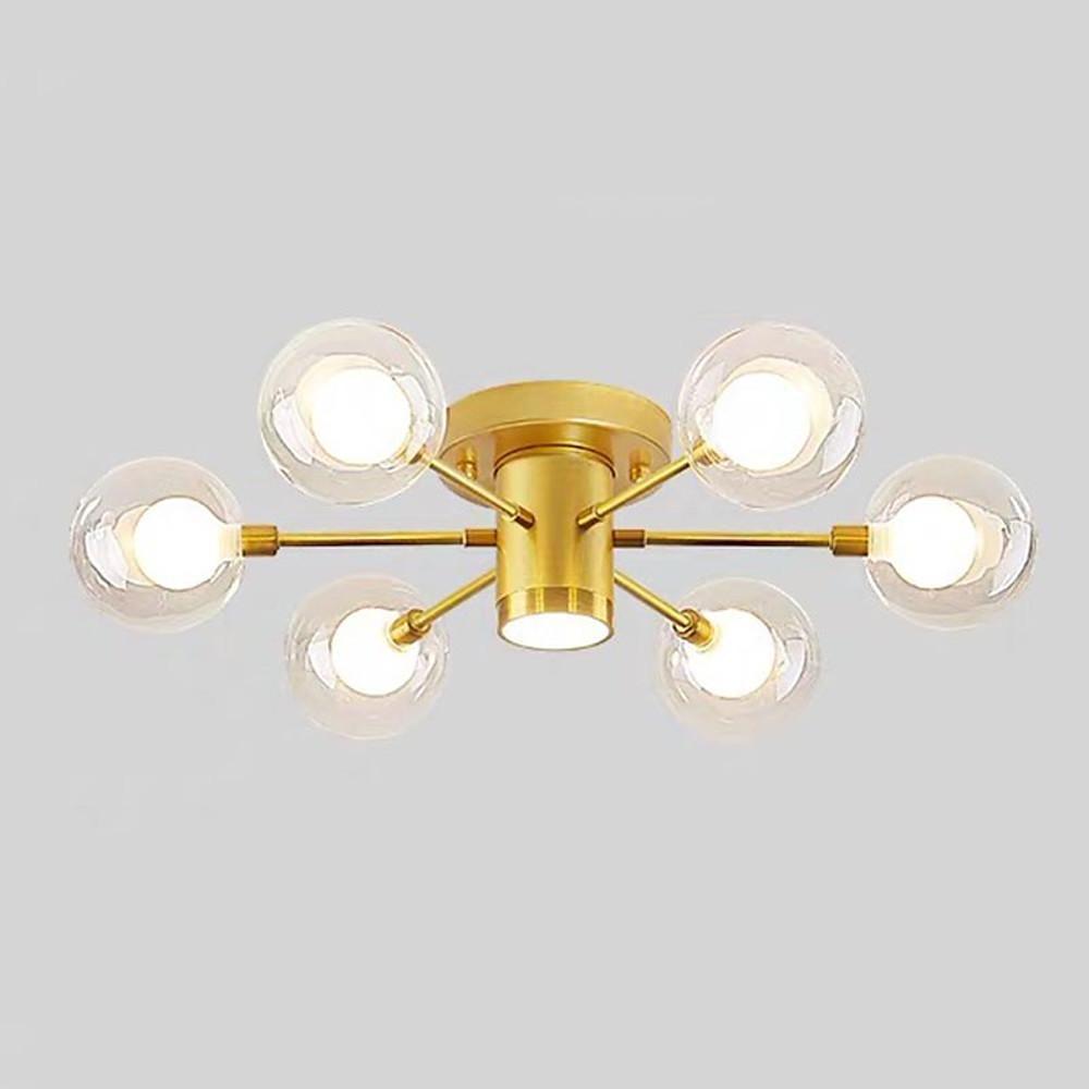 Modern Globe Flush Mount Ceiling Light – Metal & Glass LED Fixture
