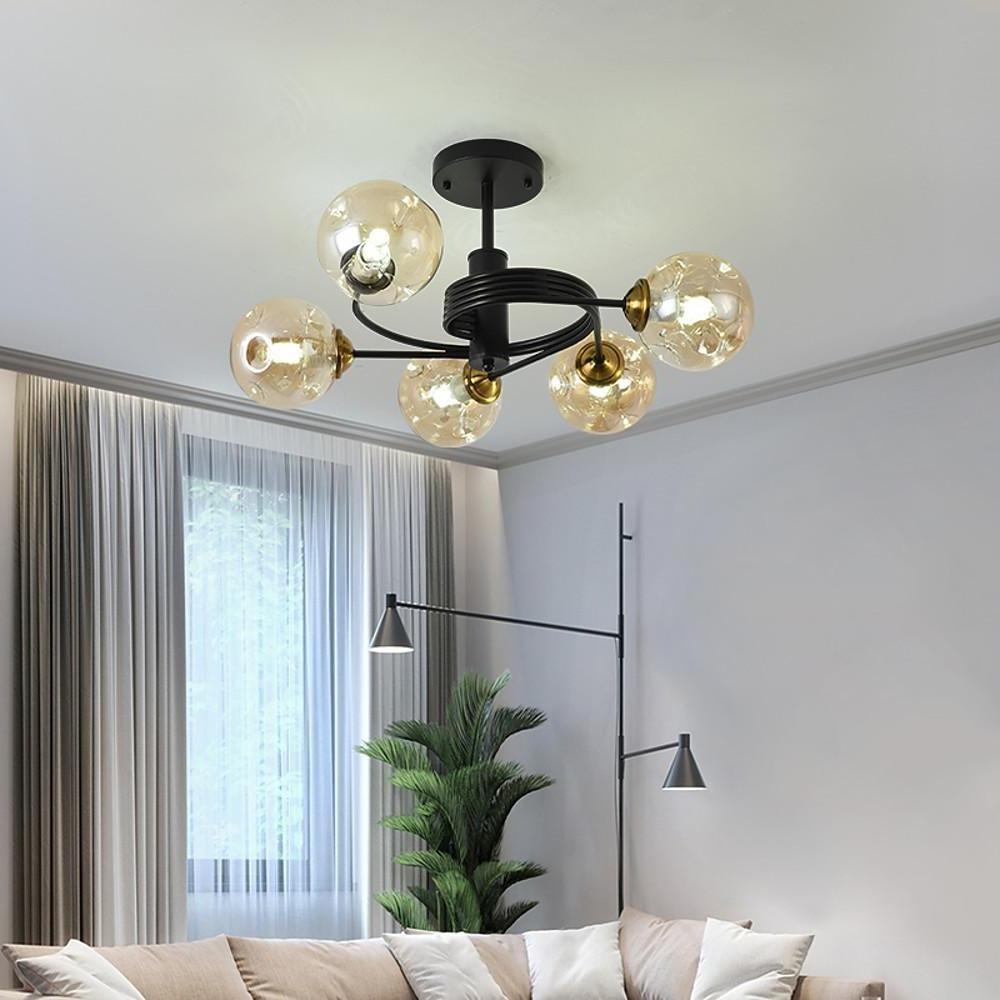 Nordic Sputnik Chandelier 5-Light Metal Glass Globe Pendant