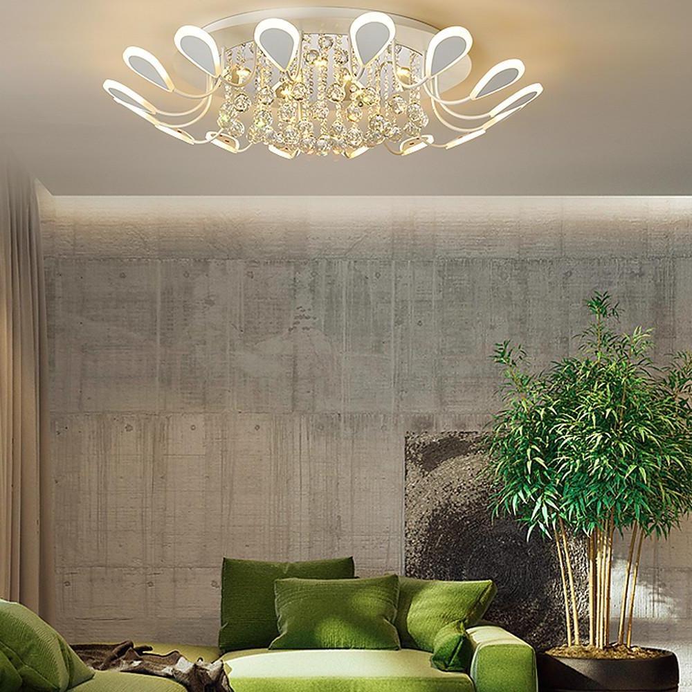Flower Shaped Crystal Flush Mount LED Ceiling Light - Dimmable