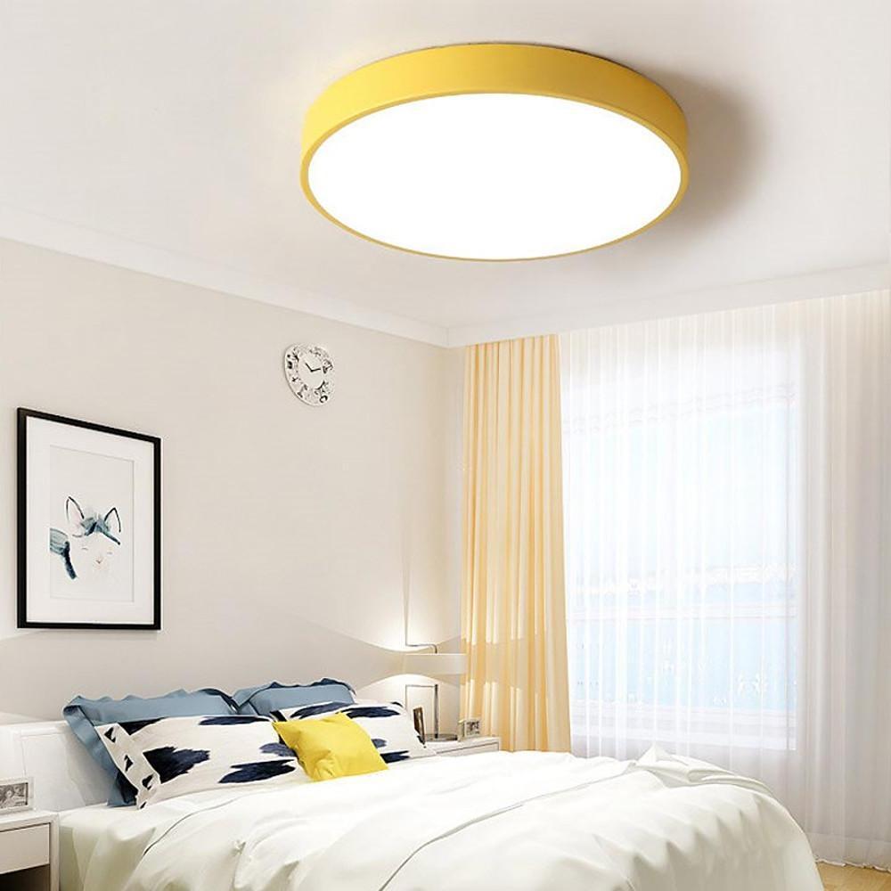 Modern Round LED Flush Mount Ceiling Light - Customizable Colors