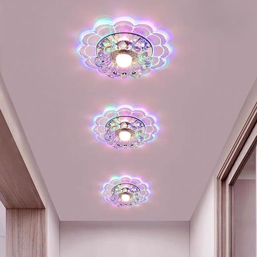 Floral Crystal Flush Mount LED Ceiling Light for Kids & Entryway