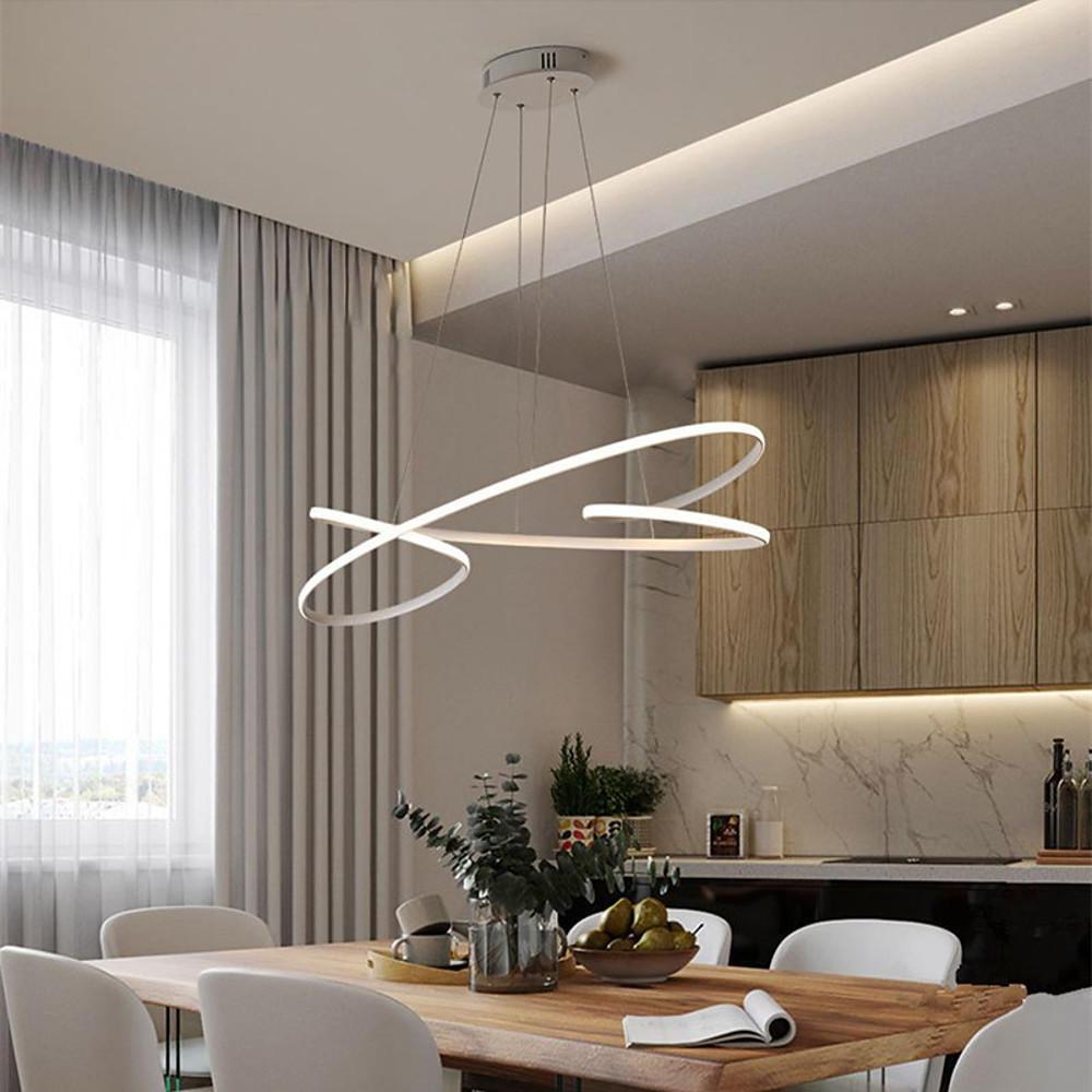 Modern Wave Ribbon LED Chandelier Aluminum Acrylic Pendant