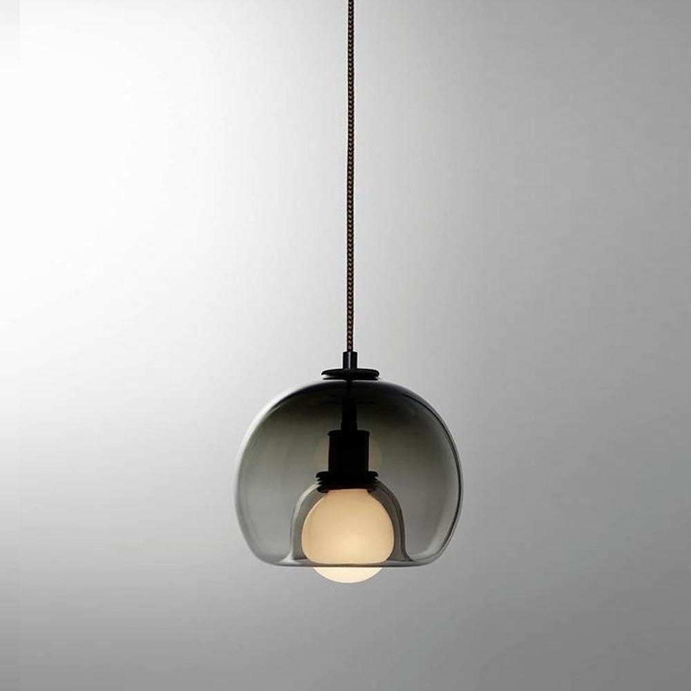 Semi-Globe Glass Pendant Light with Electroplated Metal Finish