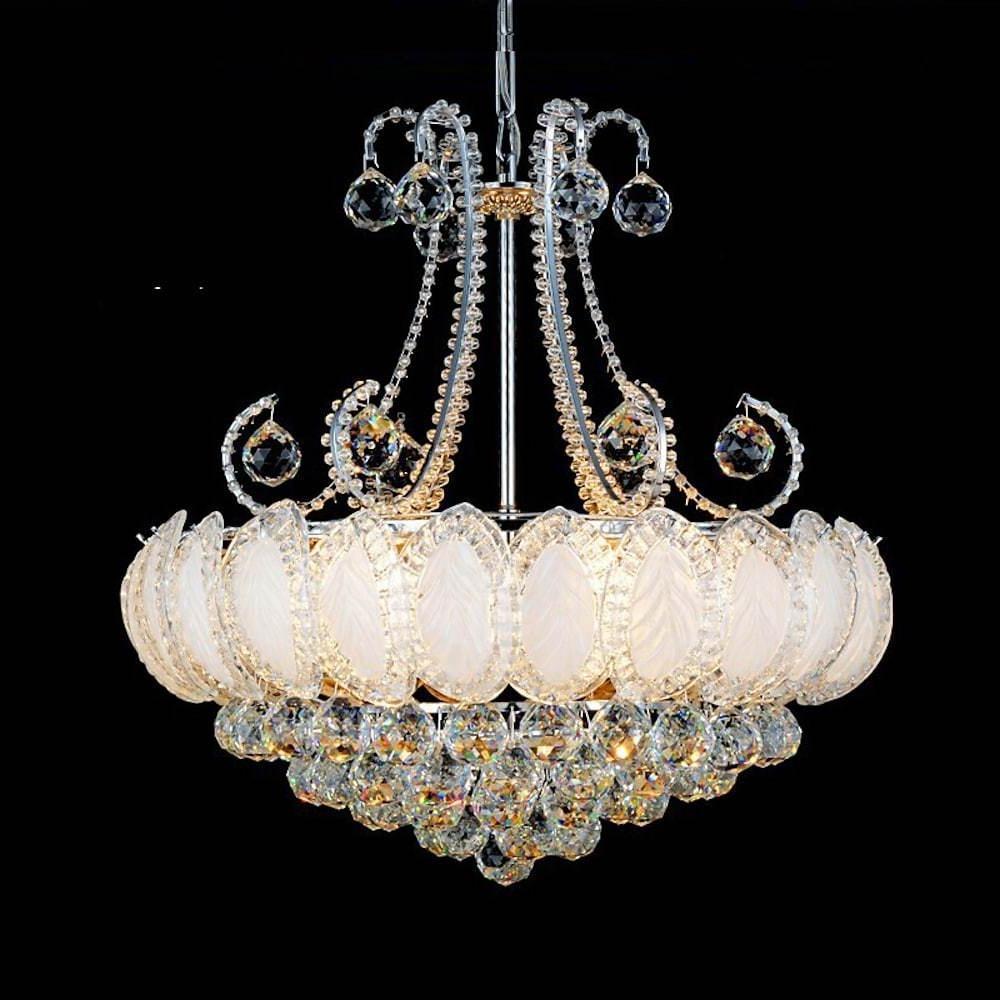 8-Light Crystal Chandelier - Modern Vintage Gold Silver Metal Frame