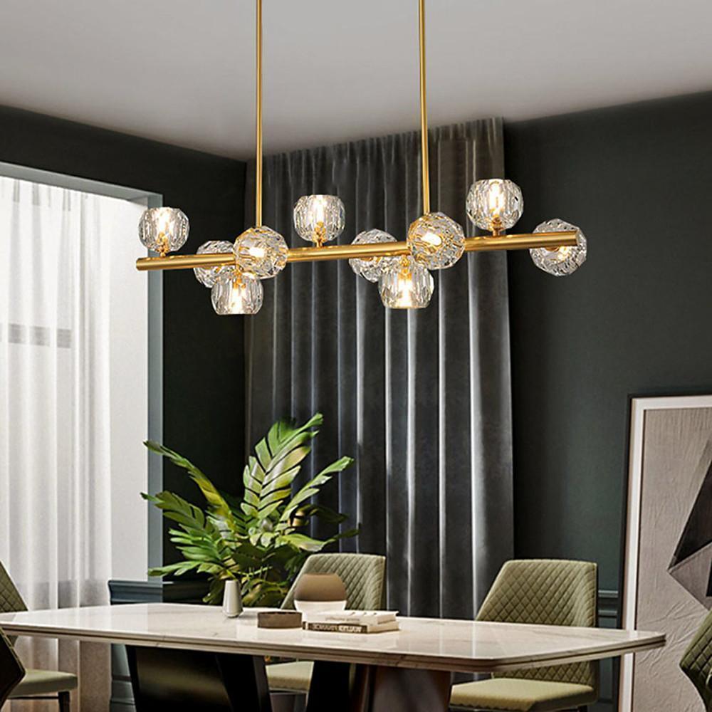 Modern Crystal Globe Cluster Chandelier LED Ceiling Light Gold