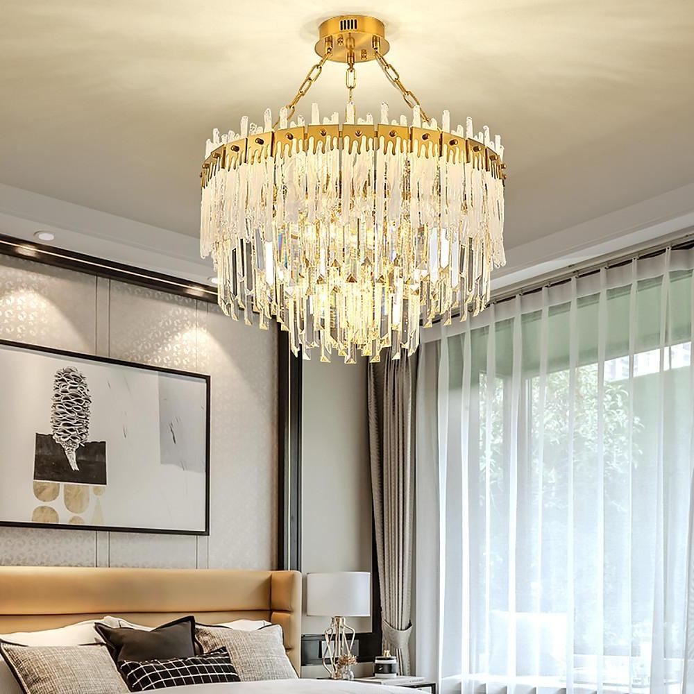 Round Crystal Chandelier | Gold Finish | Modern Luxury Design