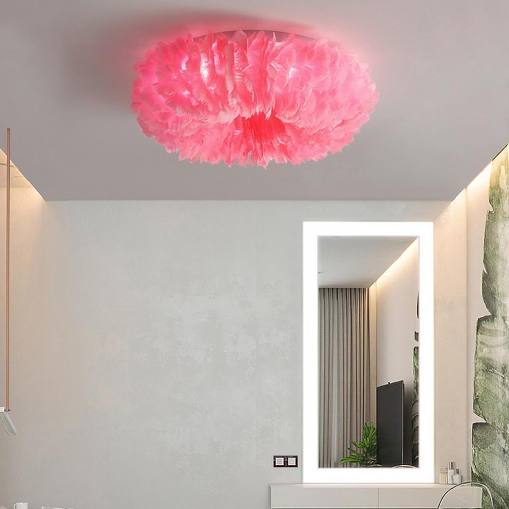 Nordic Feather Flush Mount Ceiling Light - Round LED Chandelier