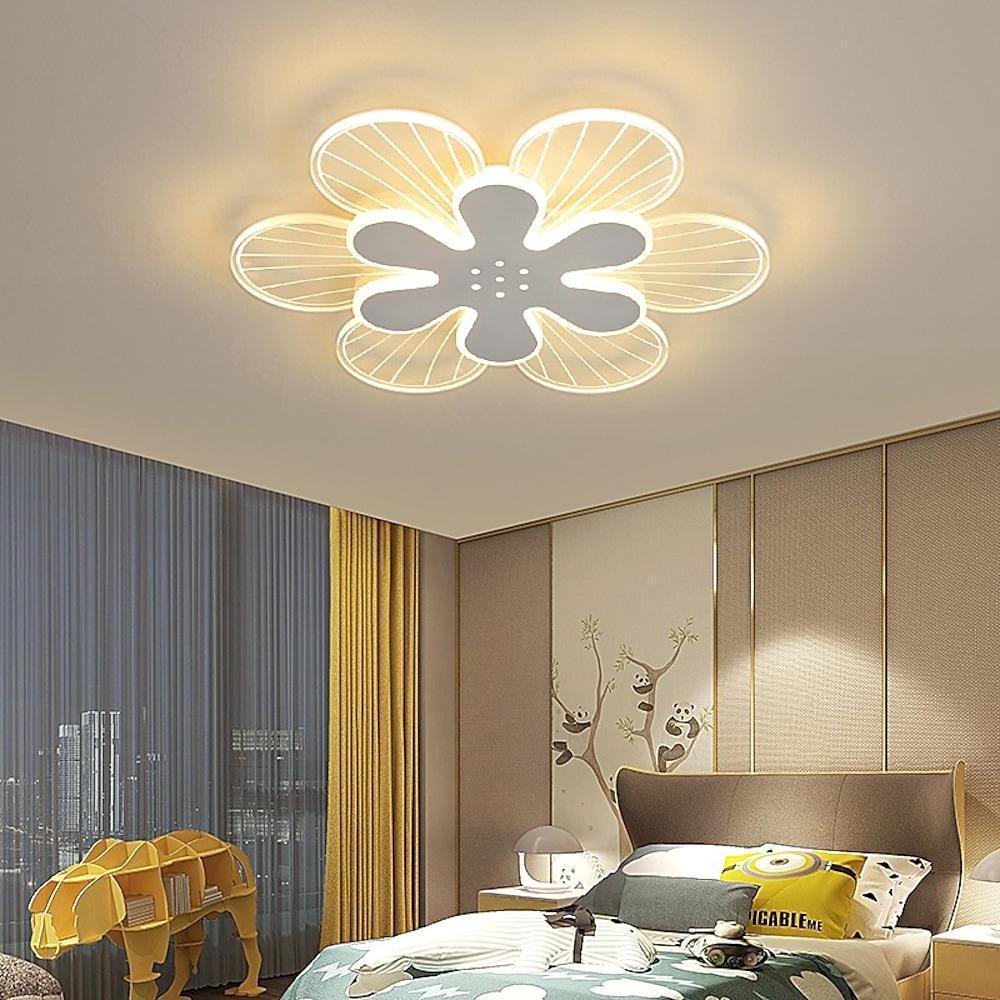 Modern Floral LED Flush Mount Ceiling Light White Metal Acrylic