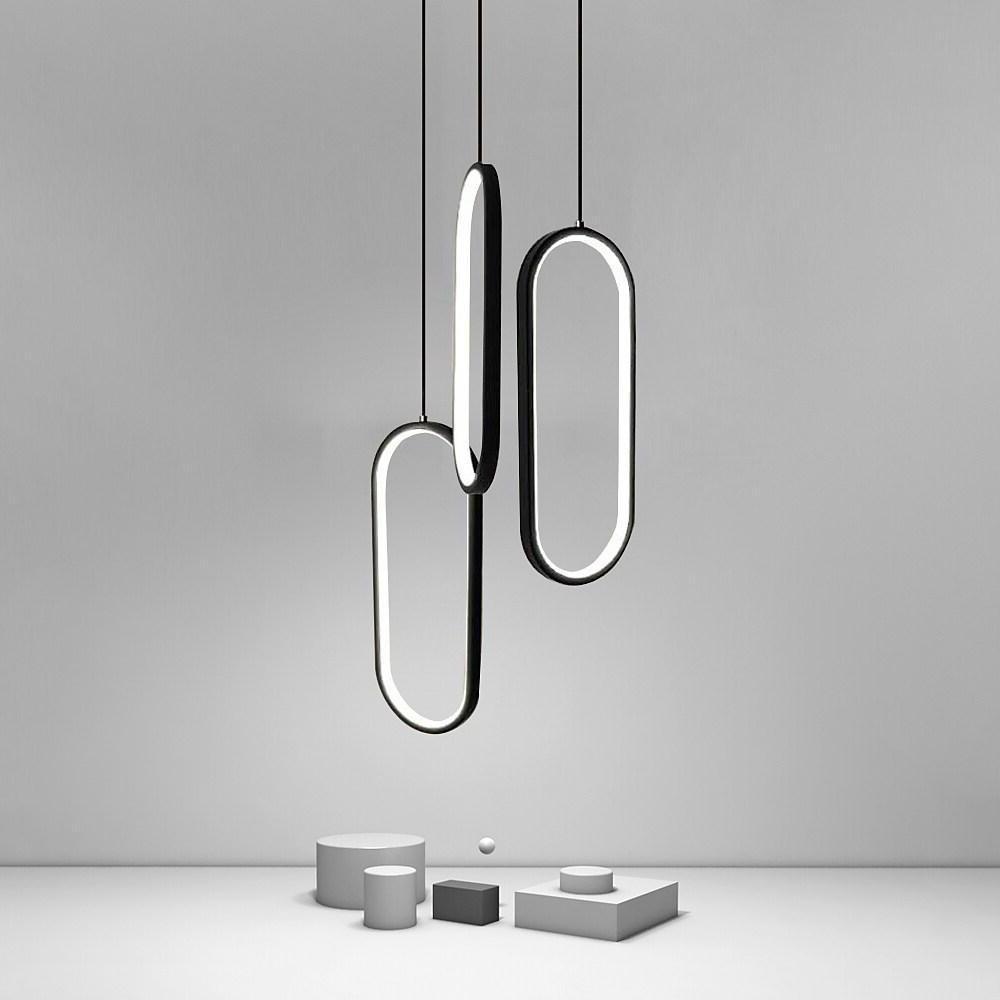 Modern Curved 3-Tier Oval Aluminum Chandelier Pendant Light