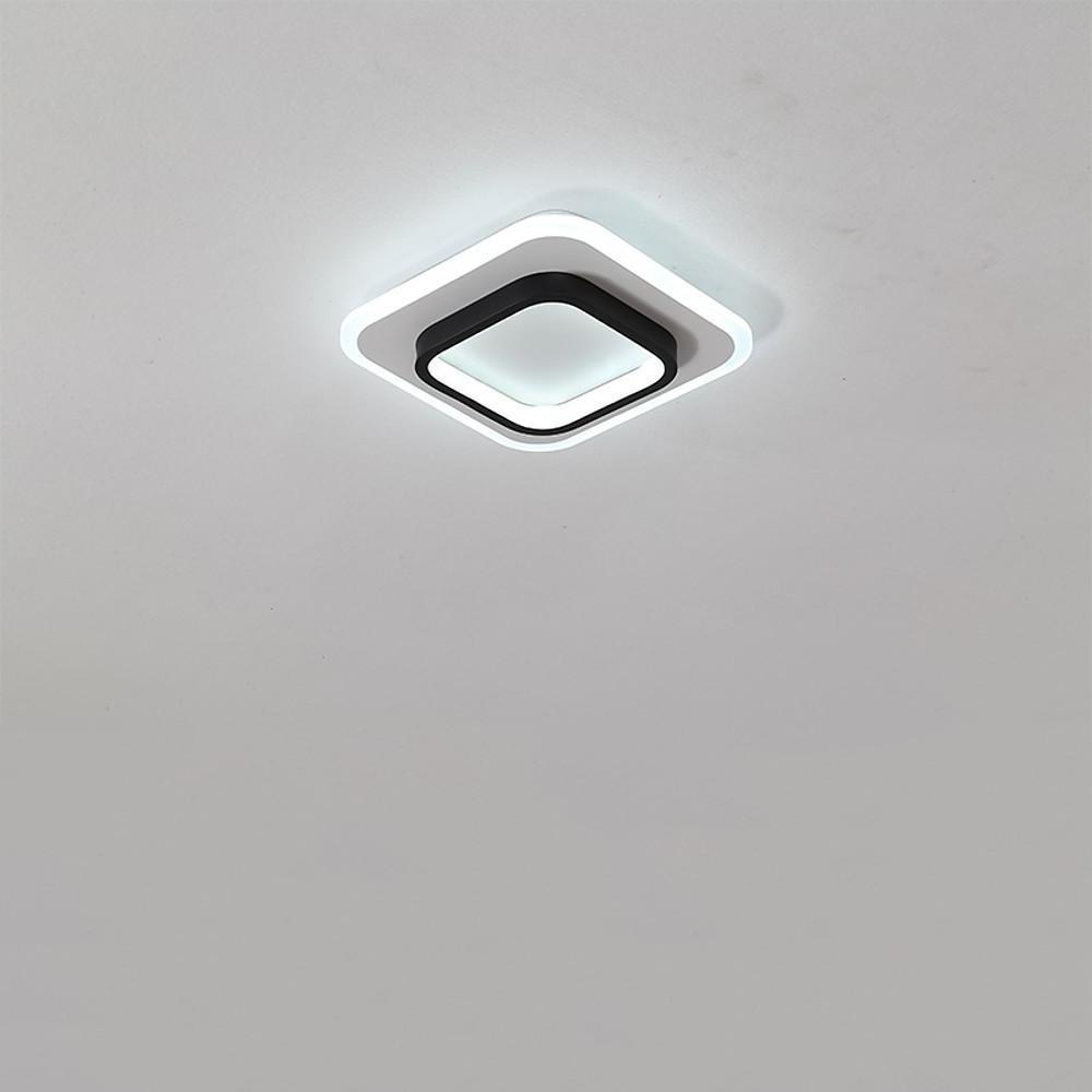 Modern Double Square Flush Mount LED Ceiling Light Black White
