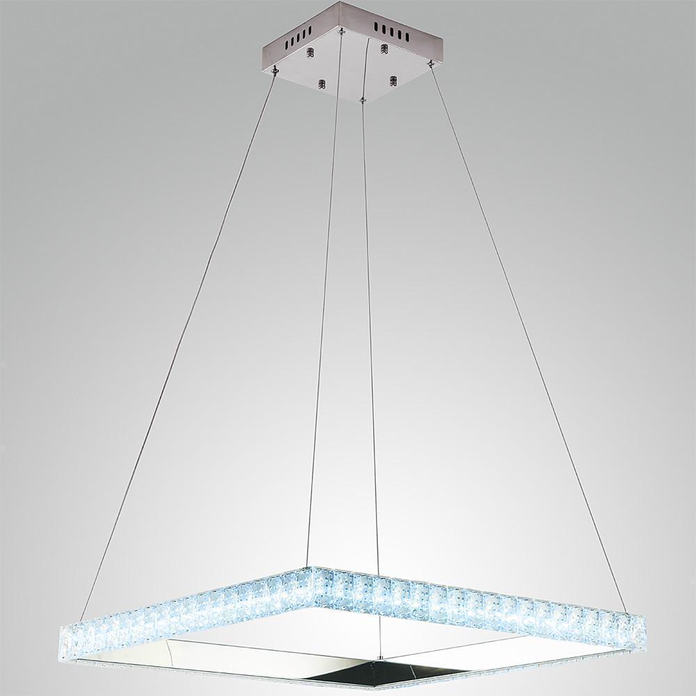 Square Crystal Metal LED Chandelier Modern Pendant Light