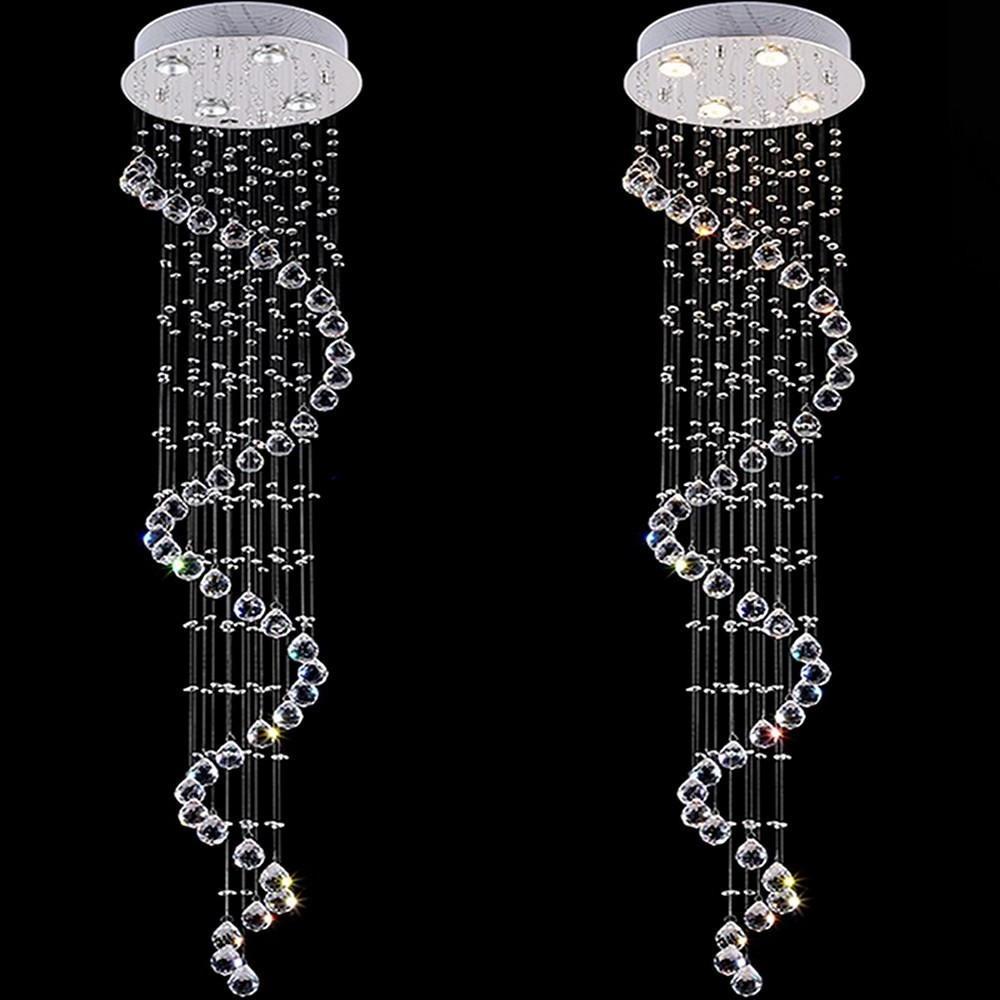 Multi Spiral Crystal Chandelier Modern Metal LED Ceiling Light