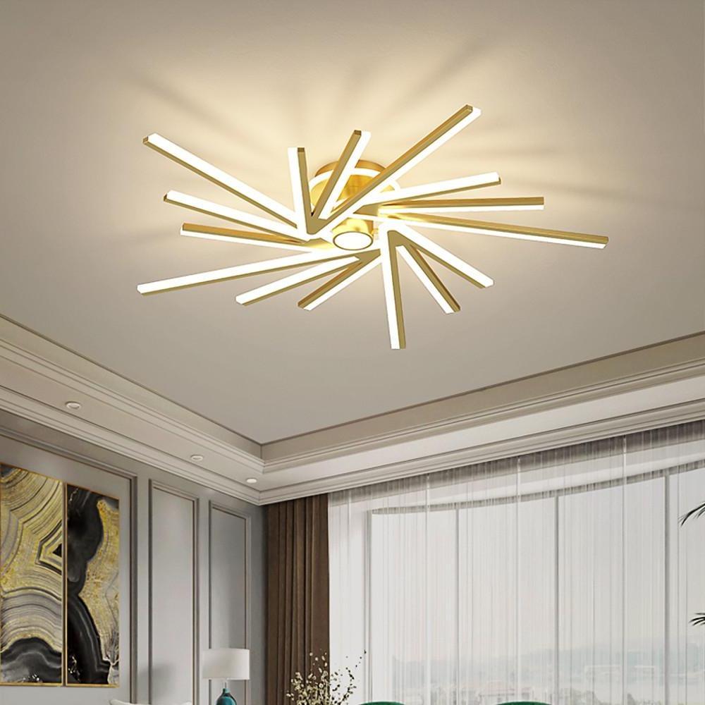 Abstract Flower Tube LED Flush Mount Ceiling Light - Gold Finish