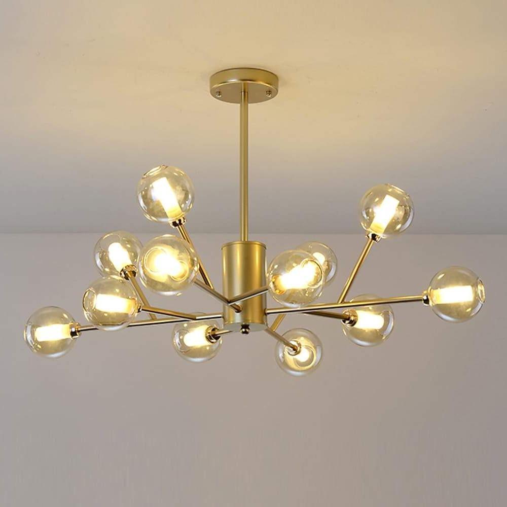 12-Light Glass Sputnik Chandelier – Modern Nordic Pendant Light