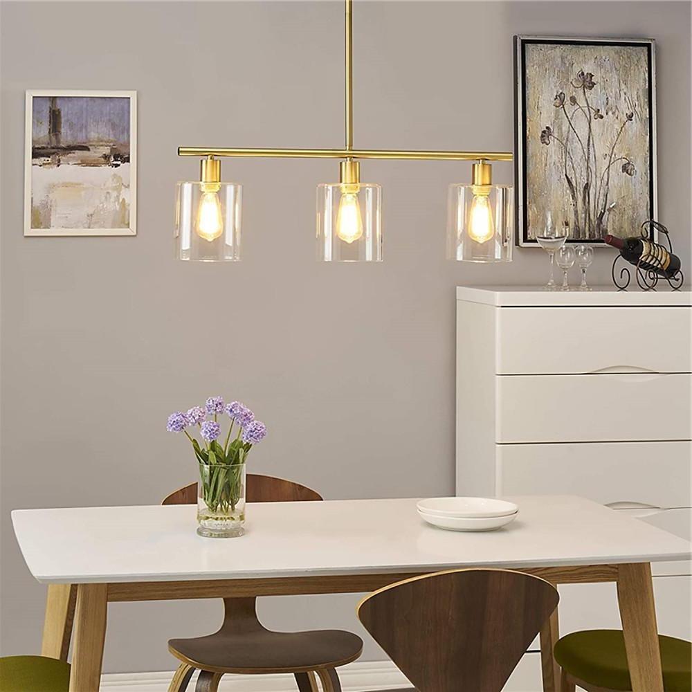 3-Light Vintage Lantern Pendant - Metal & Glass Dining Room Light