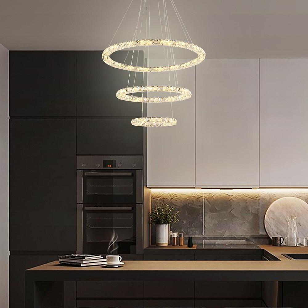 Crystal Tiered Ring Chandelier LED Pendant Light Vintage Design