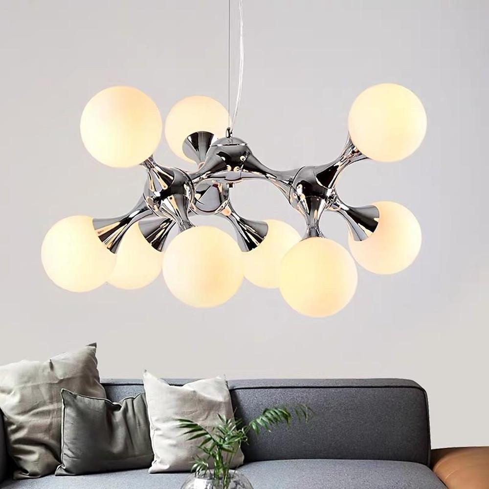 Modern Sputnik Chandelier with 9 Glass Globe Shades