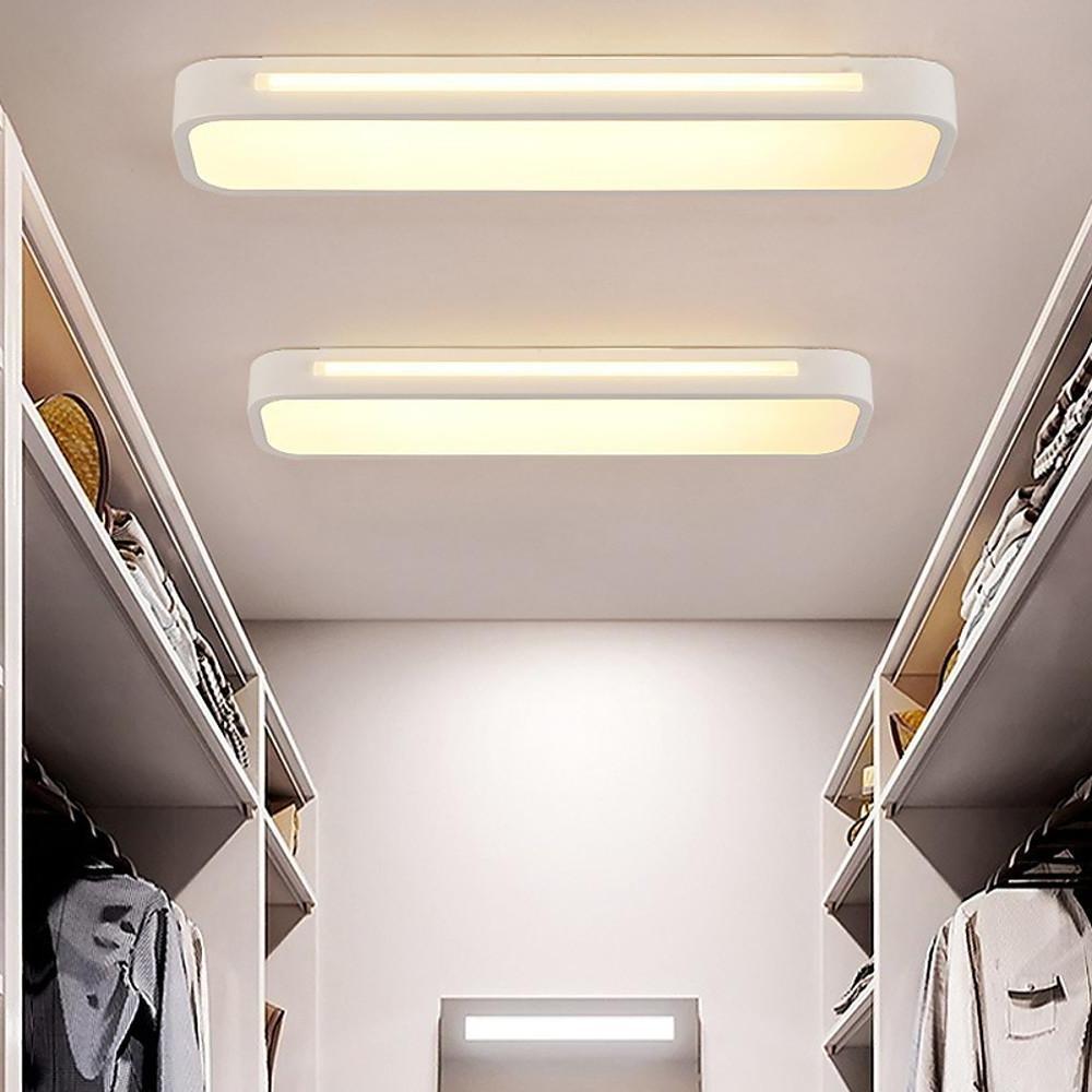 Modern Rectangular LED Flush Mount Ceiling Light - Metal & Acrylic