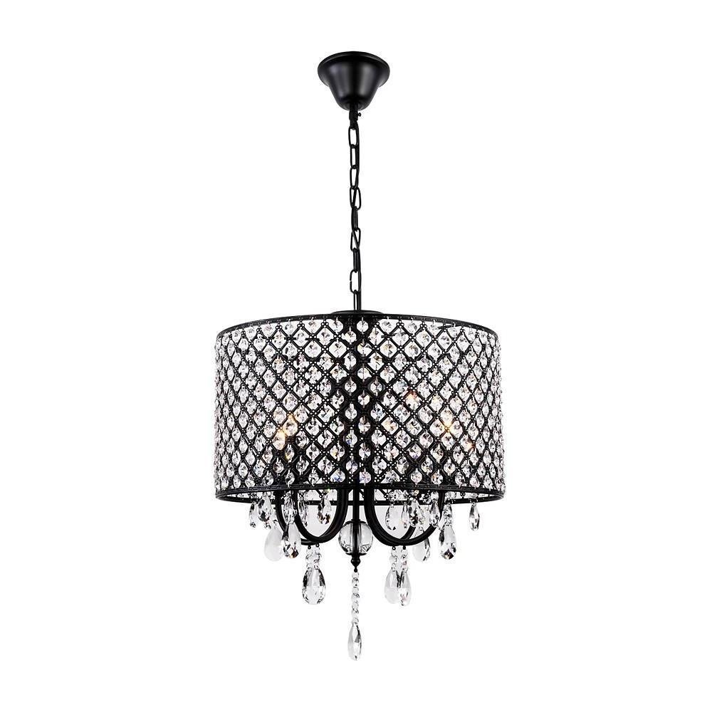 Crystal Metal Chandelier 4-Light Industrial Pendant Lighting