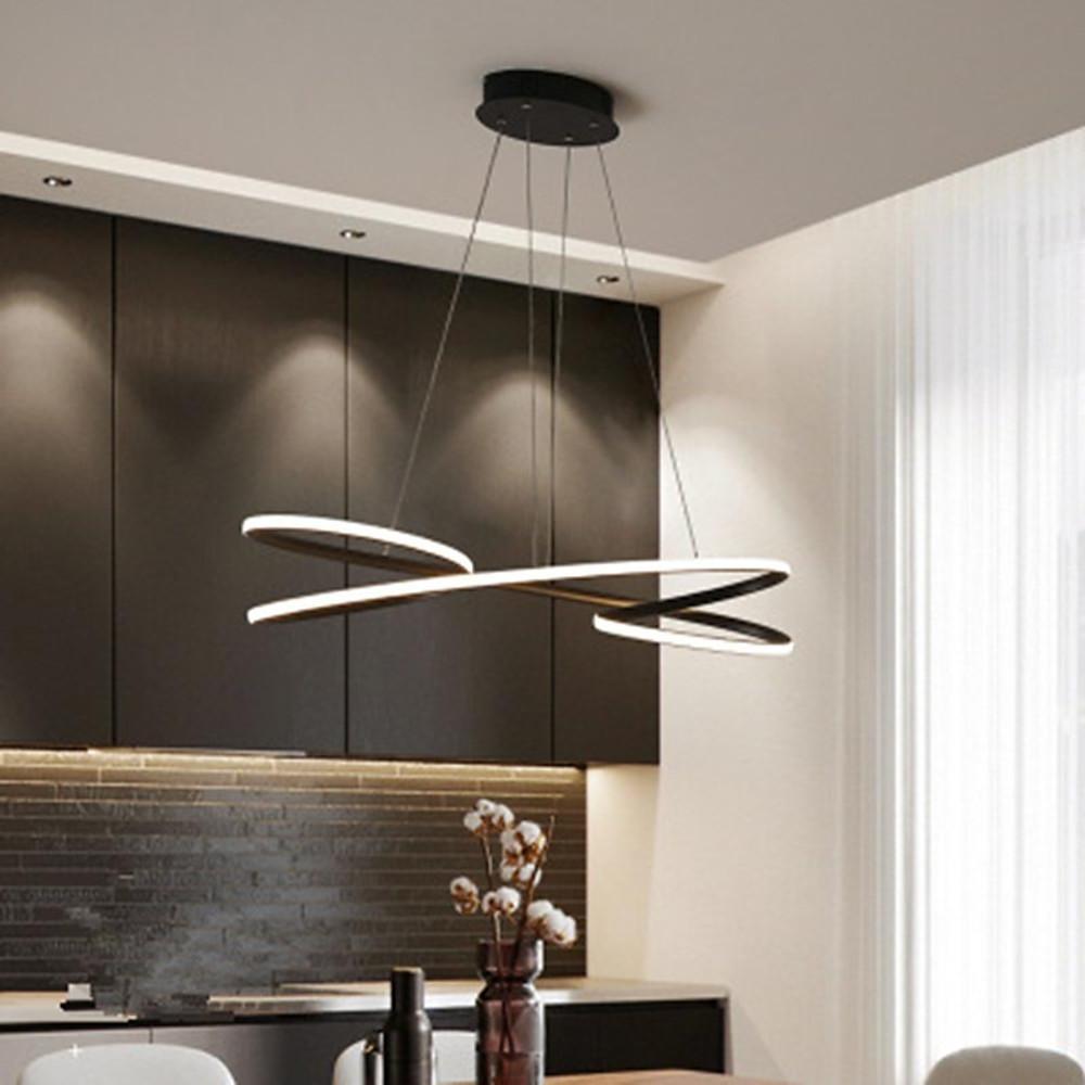 Modern Wave Ribbon LED Chandelier Aluminum Acrylic Pendant