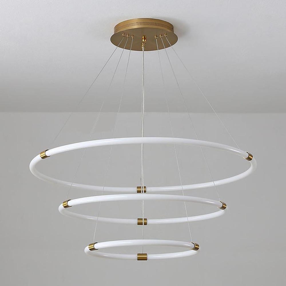 Modern Circular LED Chandelier - 2/3-Light Gold Metal & Acrylic