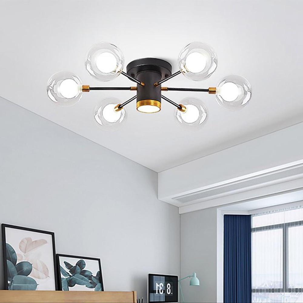 Modern Globe Flush Mount Ceiling Light – Metal & Glass LED Fixture