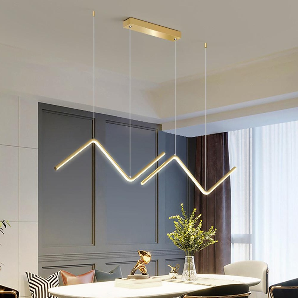 Modern Wave Pendant Light - 2-Light LED Dimmable Aluminum Fixture