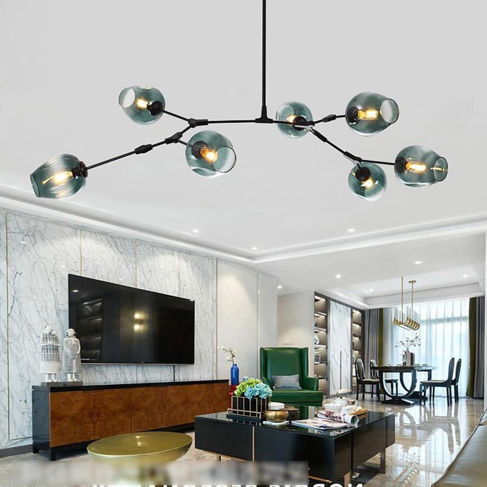 Sputnik Industrial Glass Chandelier with Customizable Shades