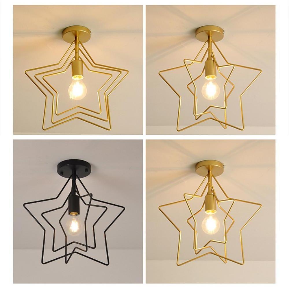 Modern Metal Star Pendant Light with LED Support