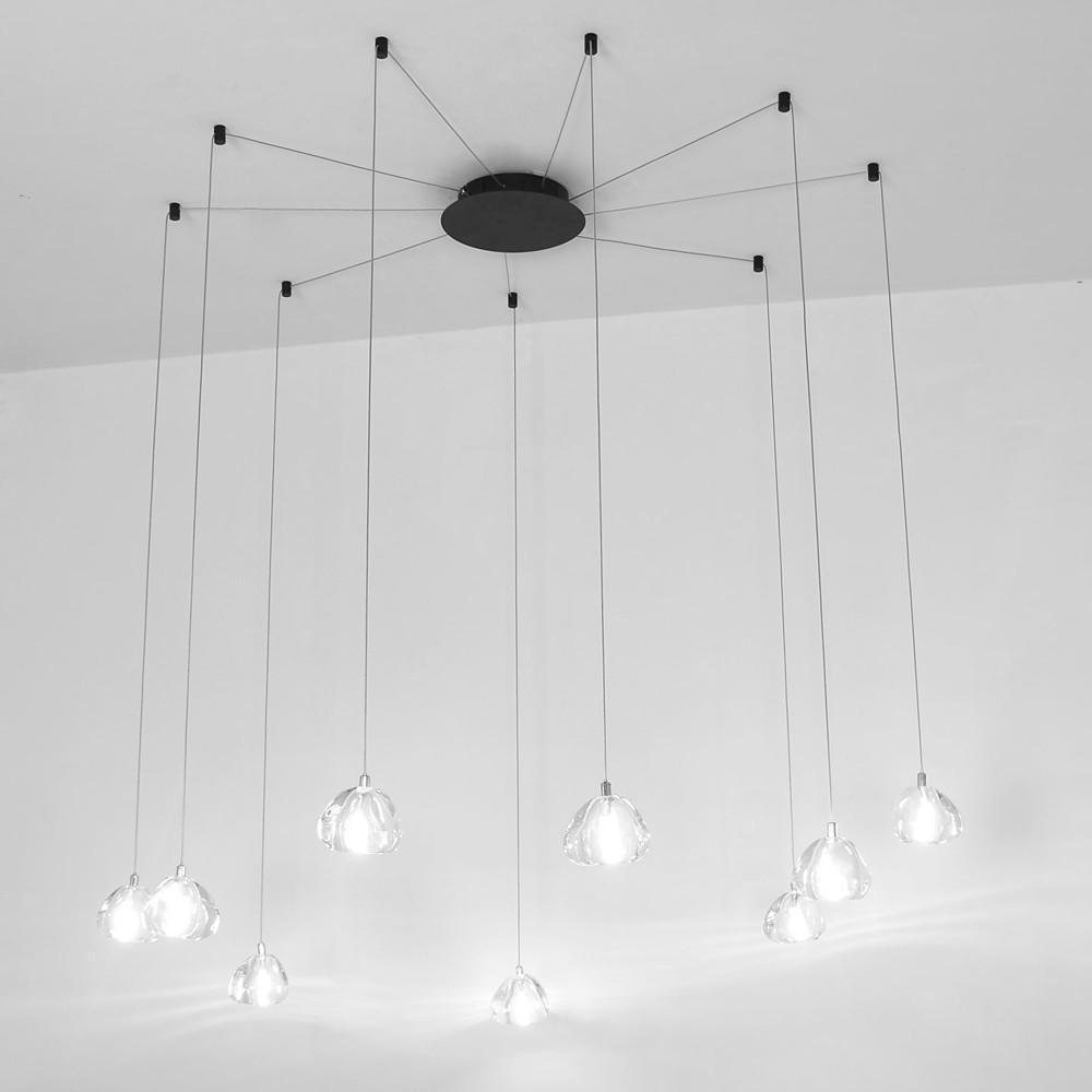 Contemporary Raindrop Crystal Chandelier with Metal Frame – 9-Light