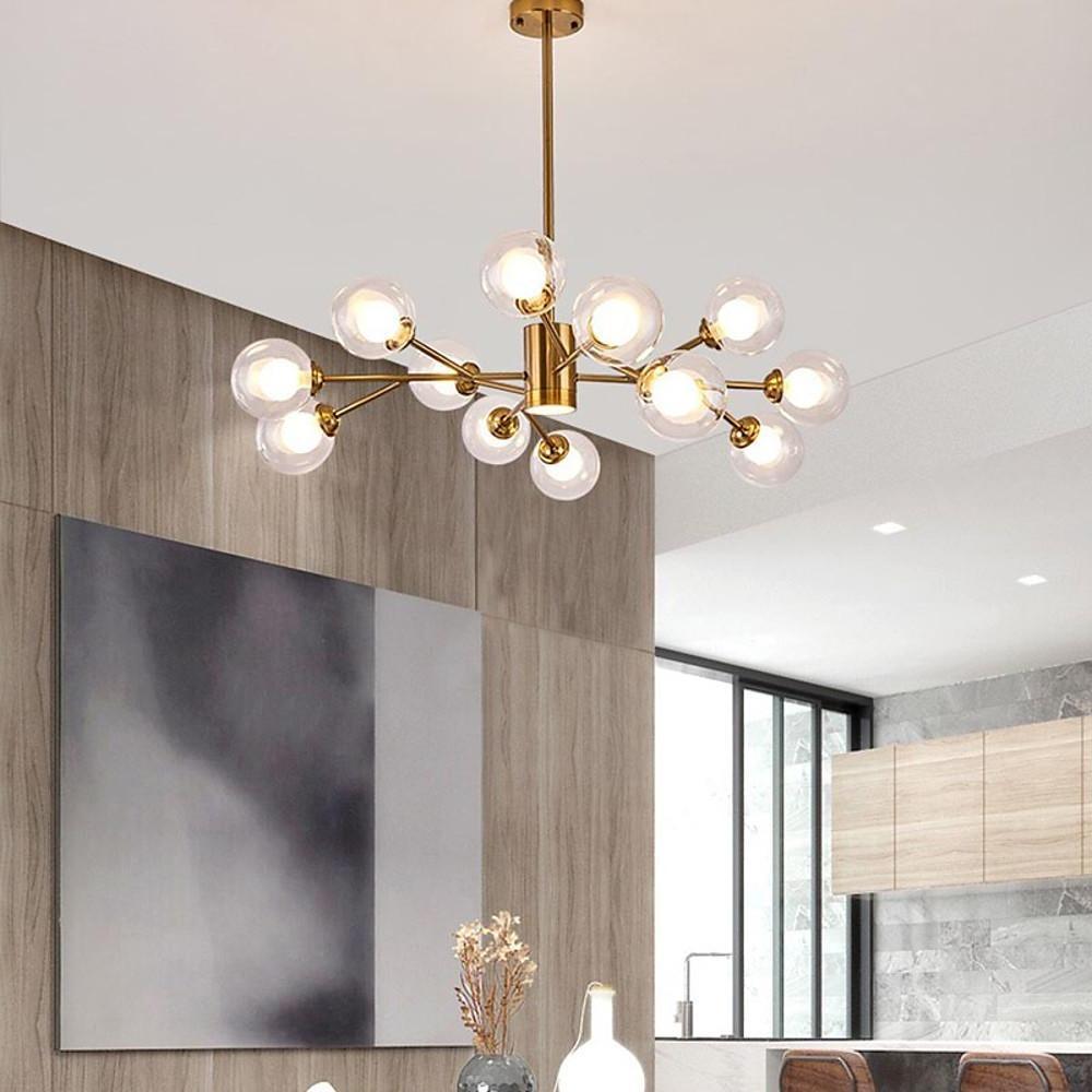 12-Light Sputnik Chandelier with Glass Globe Shades