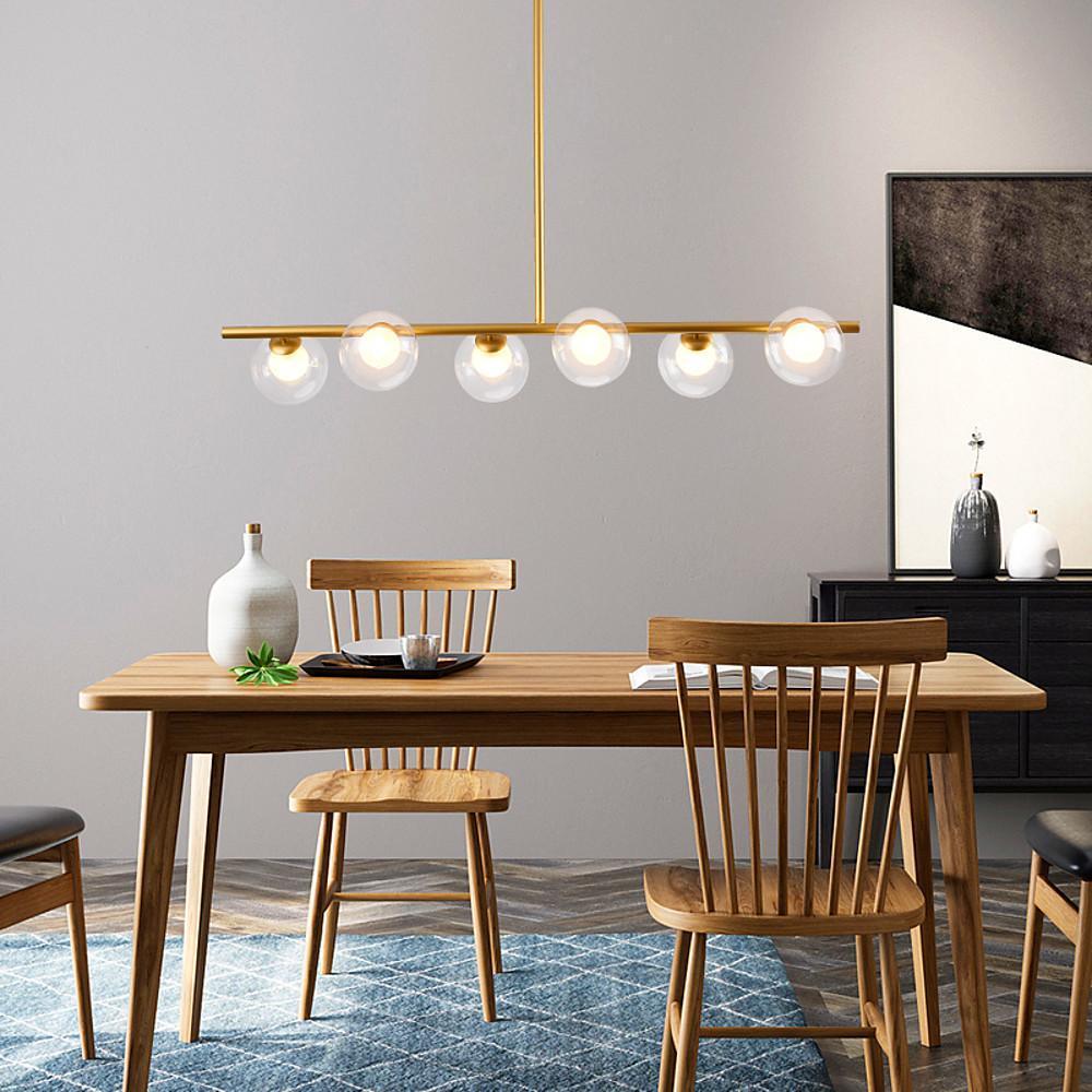 Modern Nordic Sphere Chandelier 6-Light Glass Metal Ceiling Light