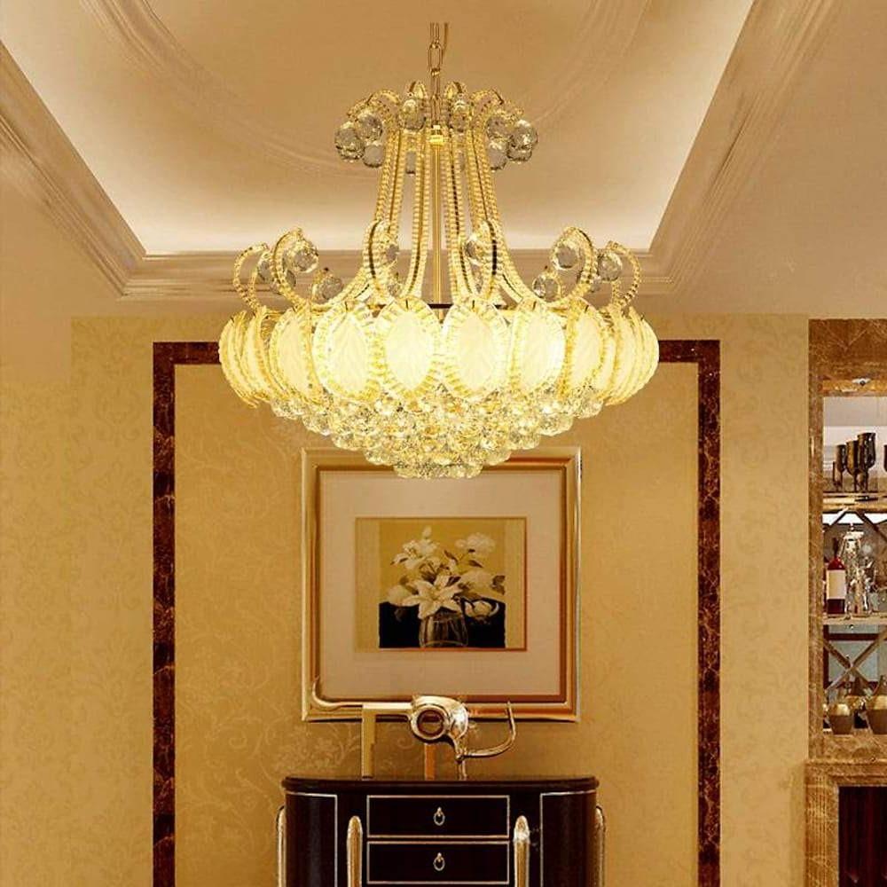 8-Light Crystal Chandelier - Modern Vintage Gold Silver Metal Frame