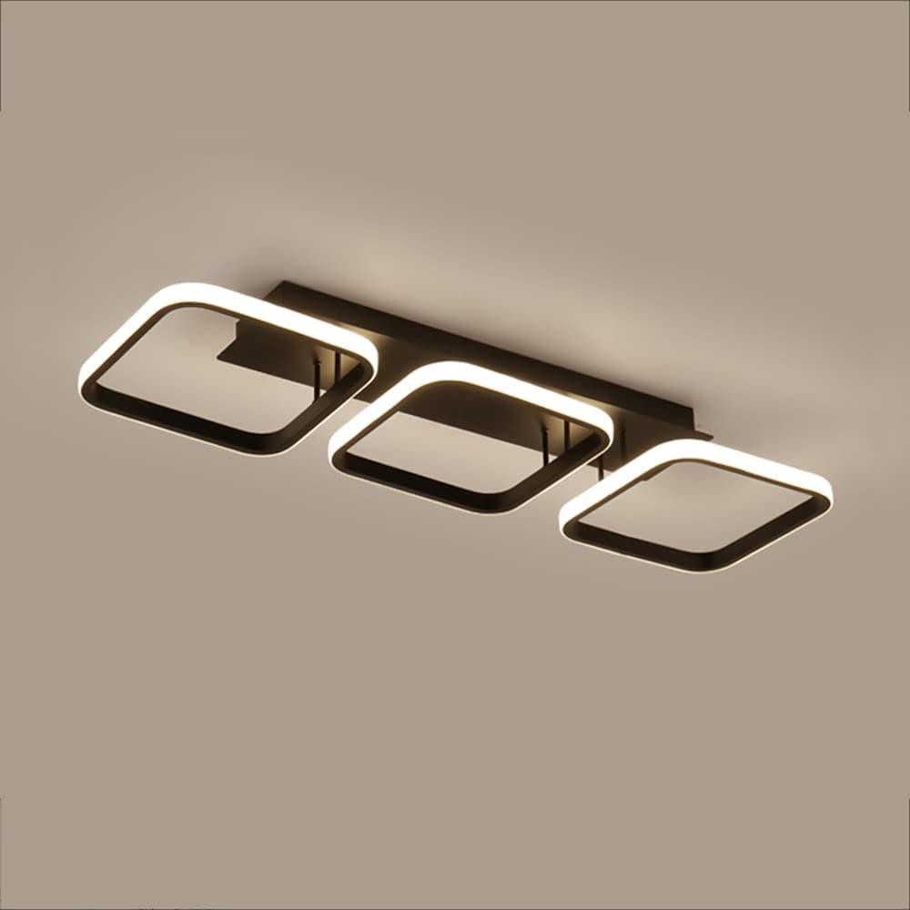 Modern Black Triple Square LED Flush Mount Ceiling Light
