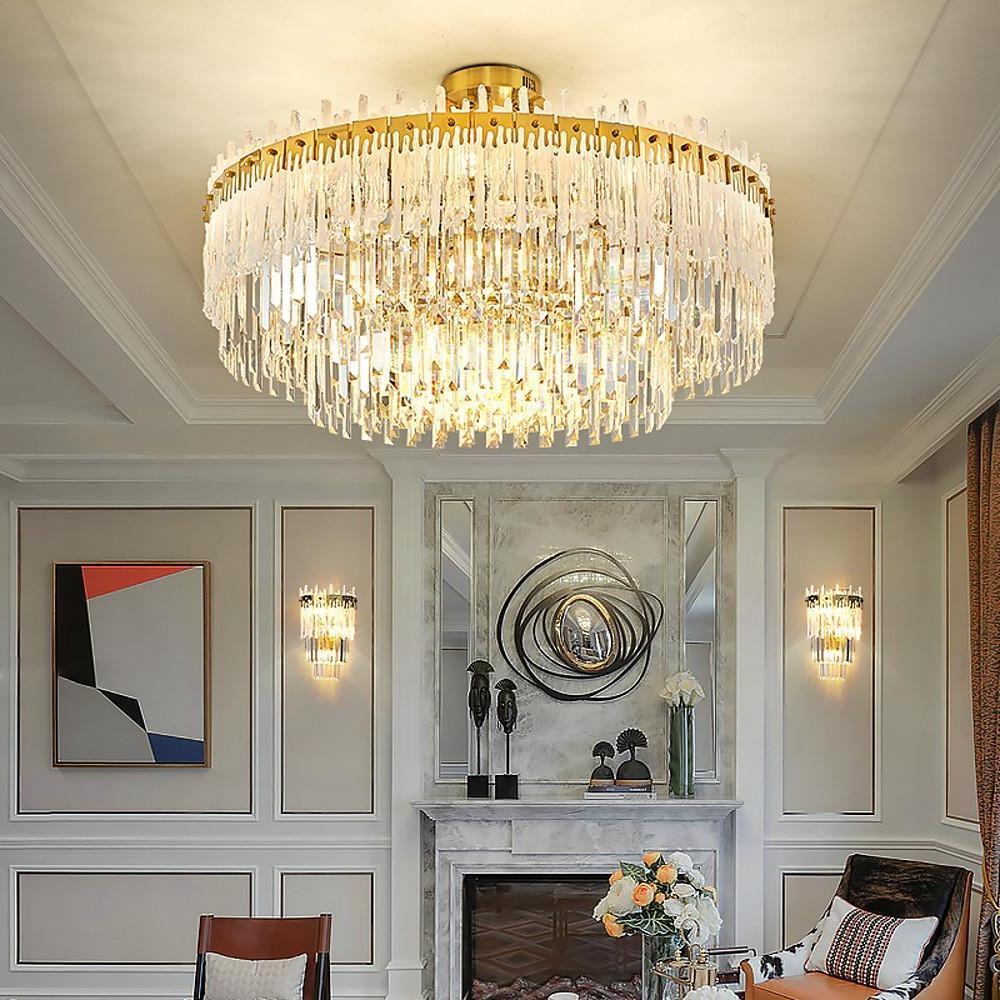 Round Crystal Chandelier | Gold Finish | Modern Luxury Design