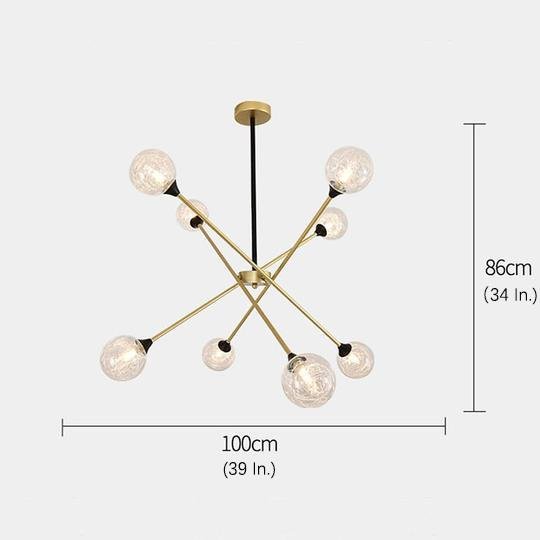 Modern Glass Sputnik Chandelier with Metal Frame