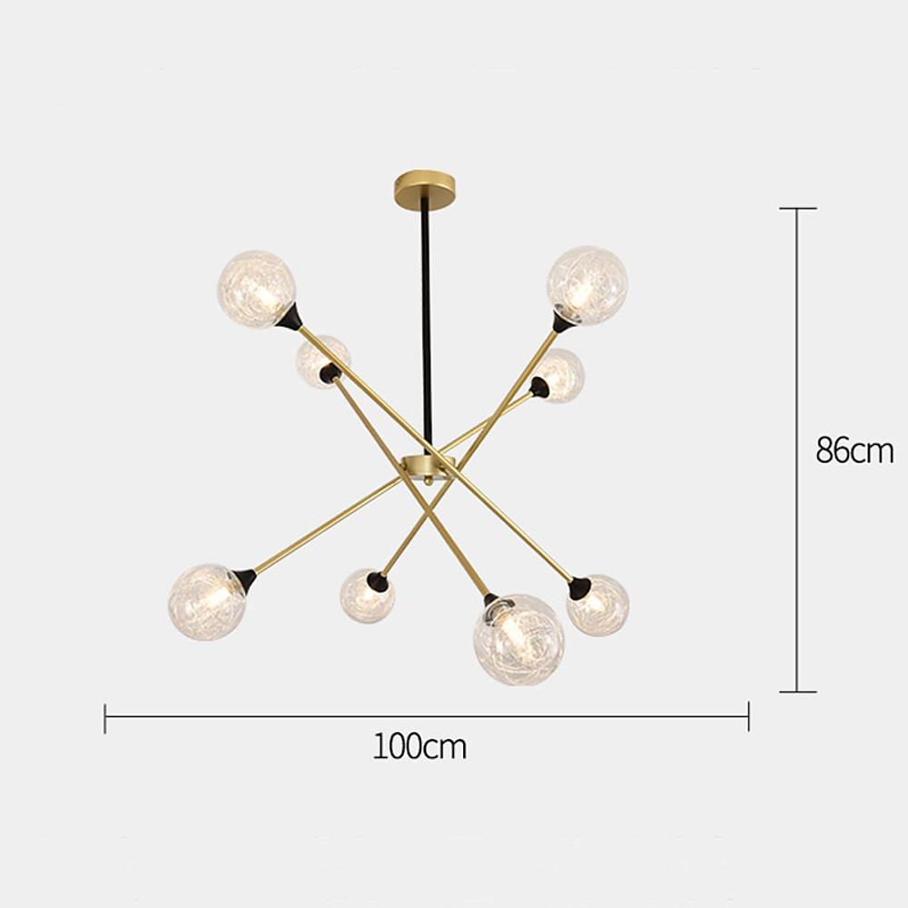 Modern Glass Sputnik Chandelier with Metal Frame