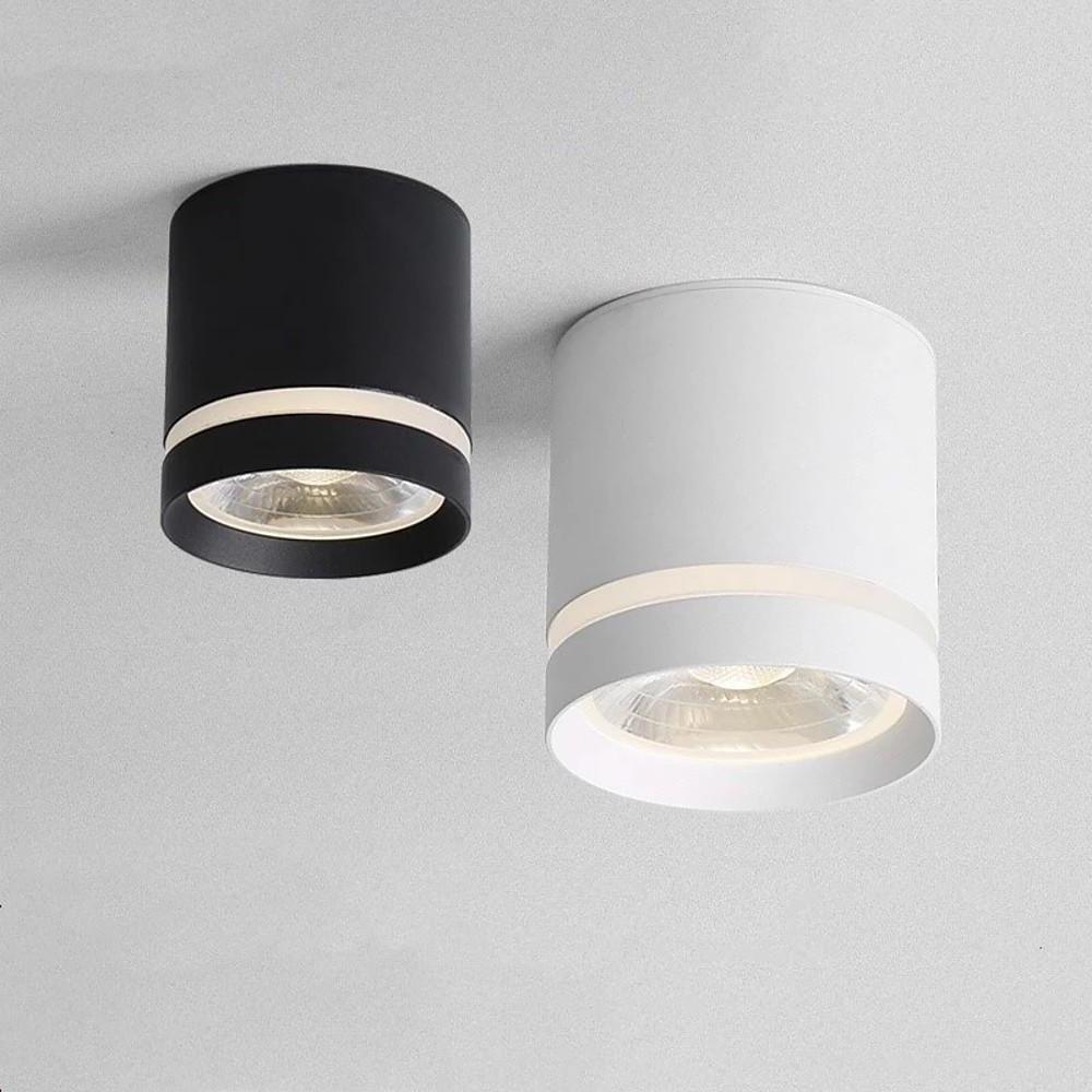 Modern Cylindrical LED Flush Mount Ceiling Light - Aluminum & Acrylic