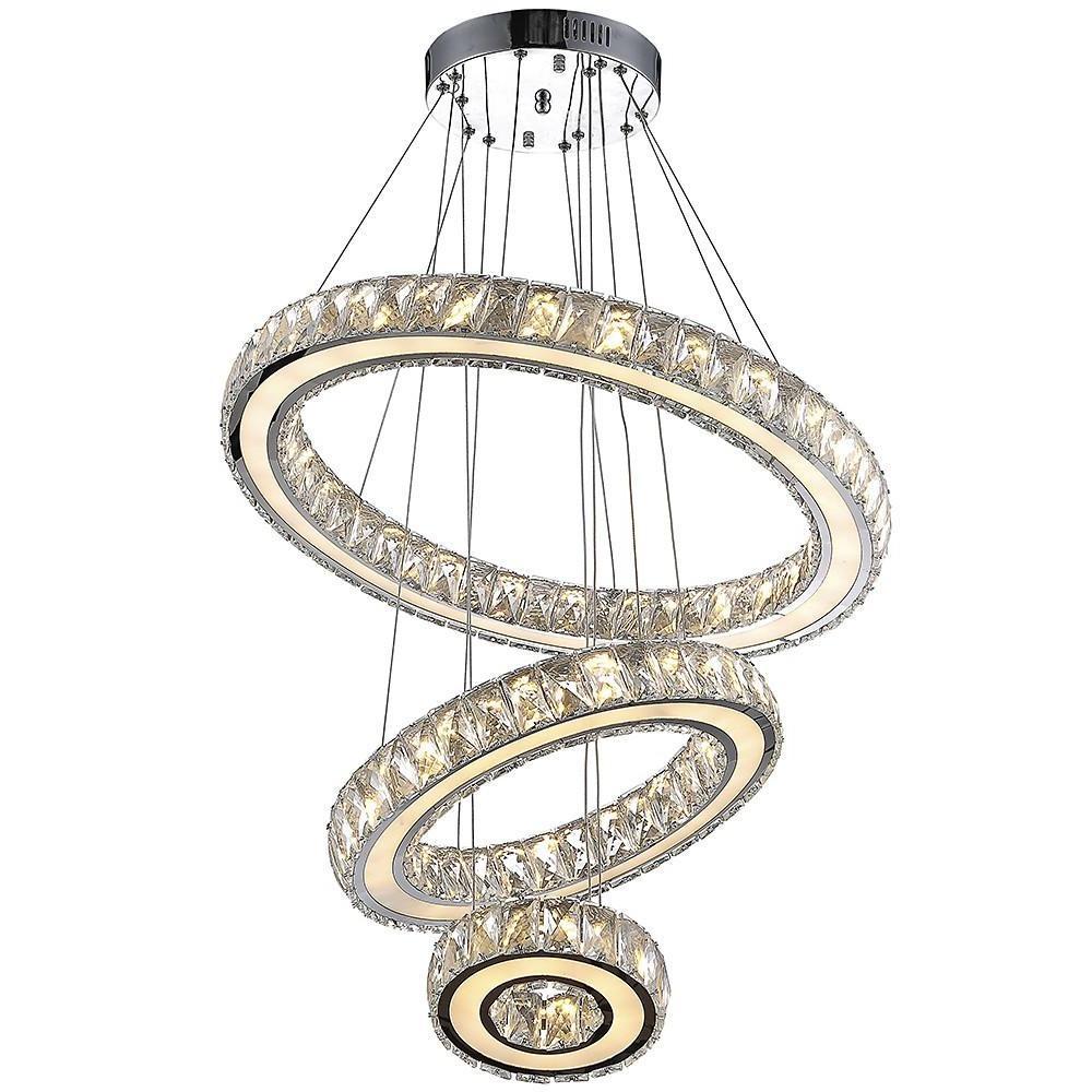 3-Ring Crystal Chandelier with LED Dimmable Remote Control