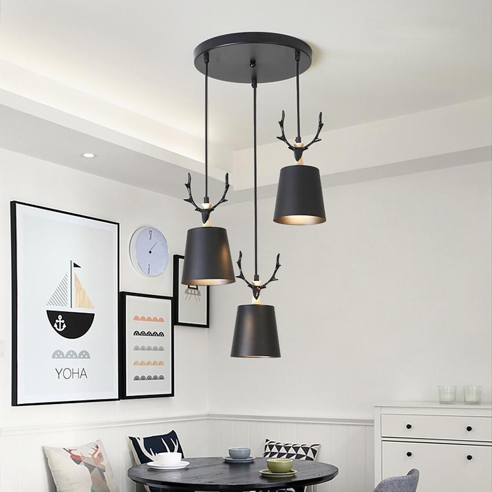 3-Light Antler Design Chandelier Pendant Light - Modern Farmhouse