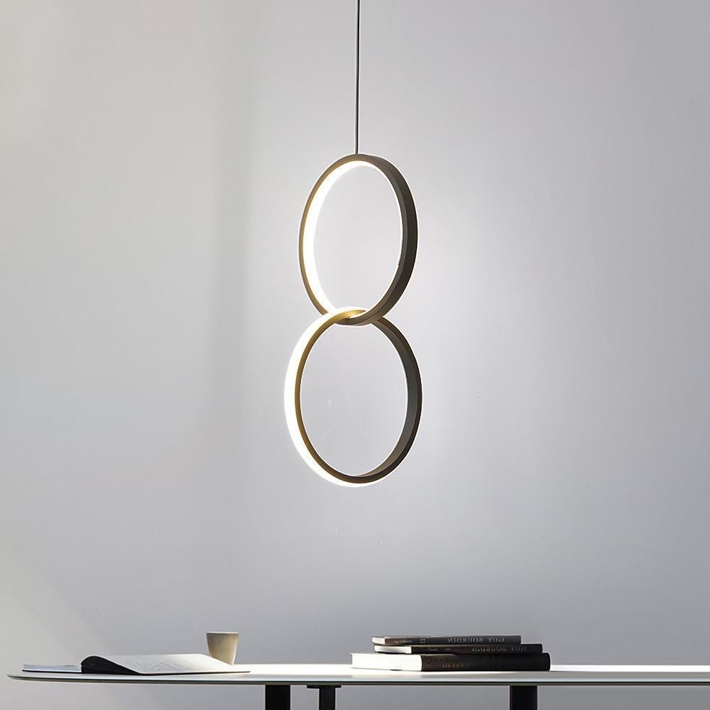 Interlocking Dual Ring LED Pendant Light Aluminum Acrylic