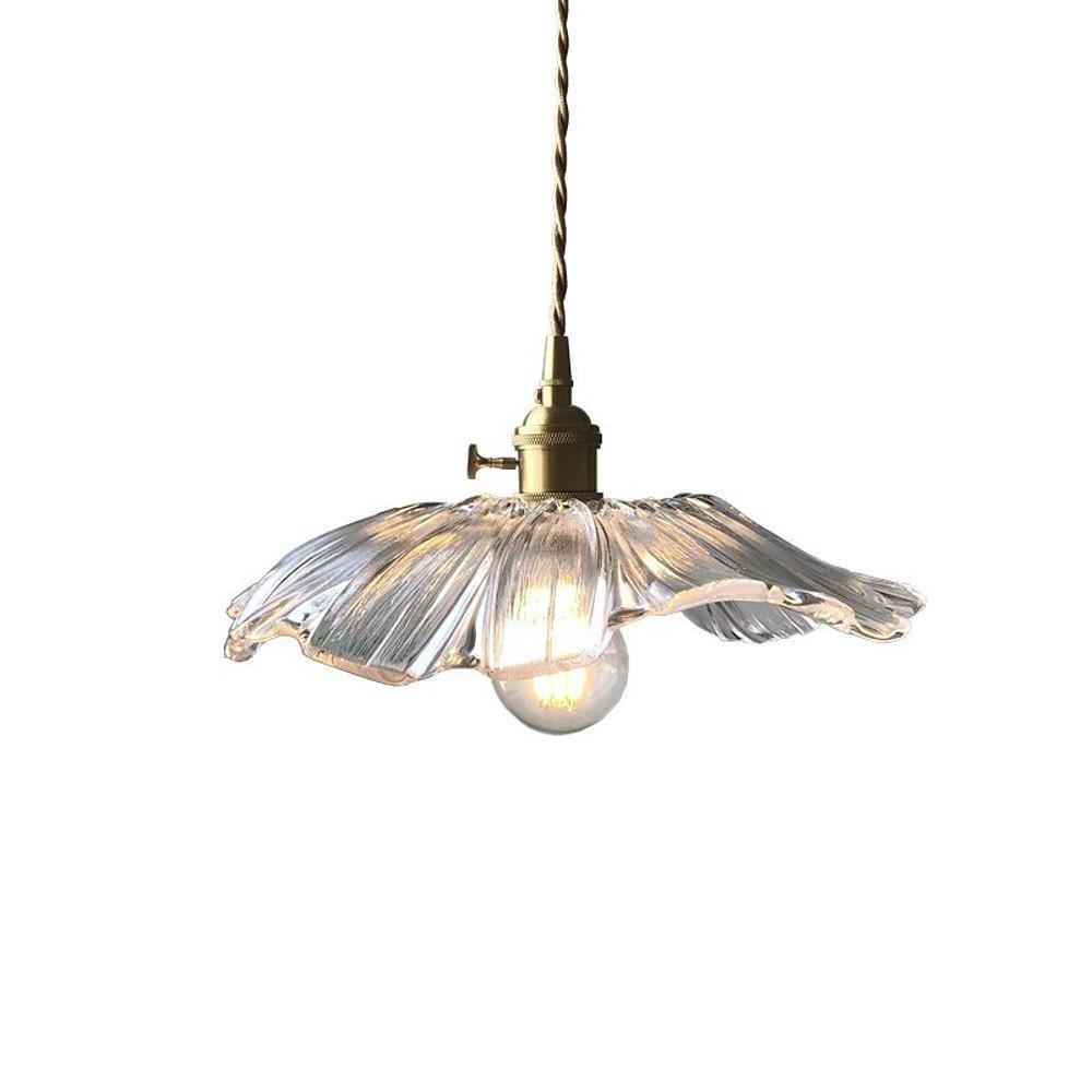 Nordic Flower Glass Pendant Light with Electroplated Copper Finish