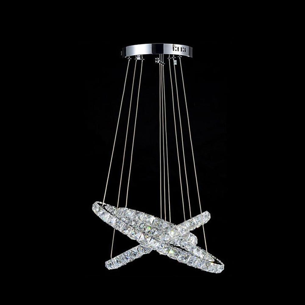 Crystal LED Chandelier 3-Tier Modern Geometric Ring Pendant Light
